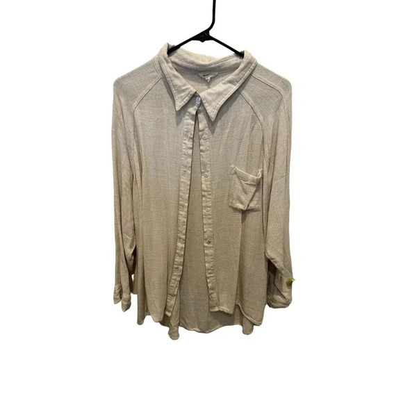 ee:some Men's Cream Long Sleeve Button Down Casual Shirt Size Large - Picture 1 of 5